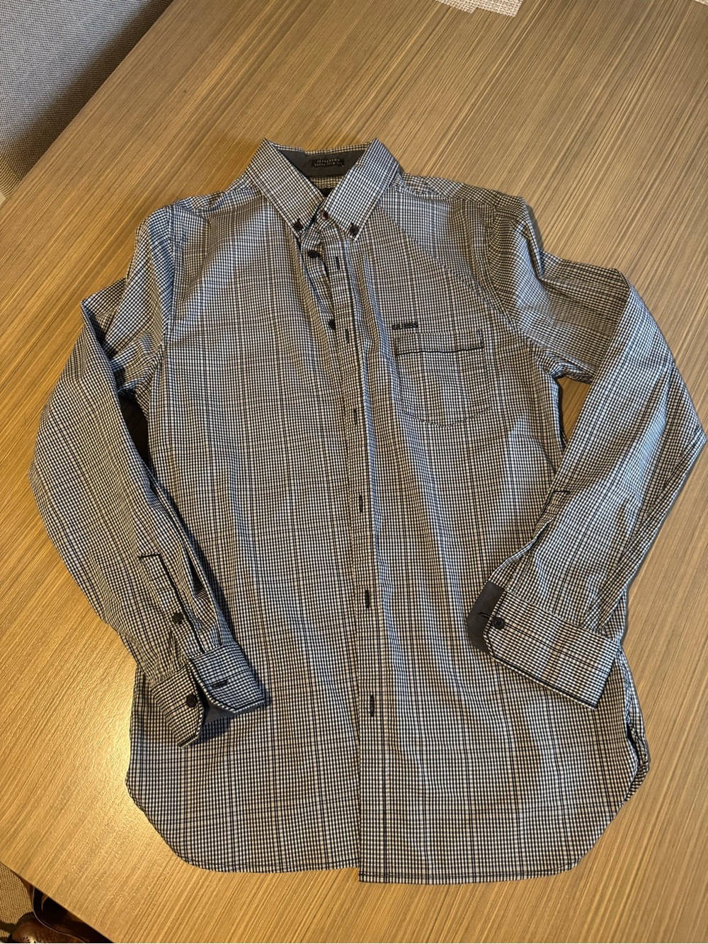 Guess Men's Black & White Check Button-Up Dress Shirt